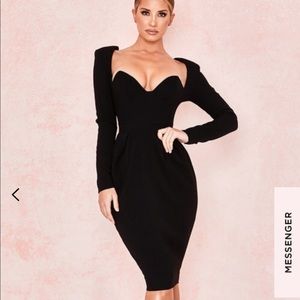 House of CB - FAITH BLACK LONG SLEEVED CREPE DRESS